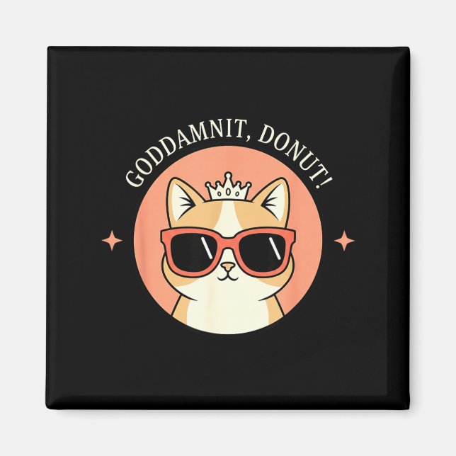 Aimant Cat - Godit, Donut! Sy Retro Cat Lover Design  (Devant)