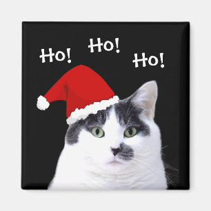 Aimant Cat in Santa Hat Ho Ho Ho