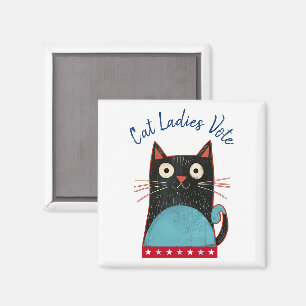 Aimant Cat Ladies Vote Script Feminist Rustic Funny migno