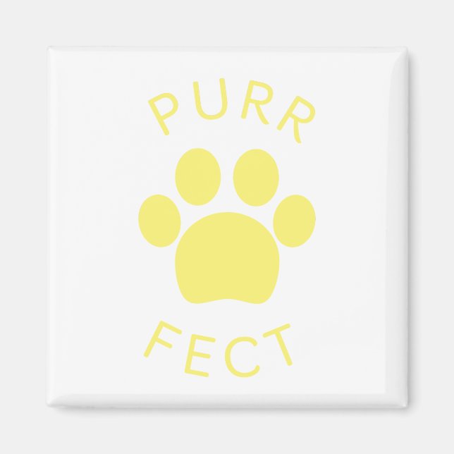 Aimant Cat Parfect Jaune Purr Empreinte de patte (Devant)