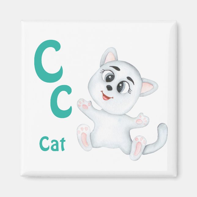 Aimant Cat personnaliser ABC : Lettre C - Ajouter votre n (Devant)