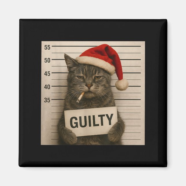 Aimant Cat Smoking Cigarette Christmas Funny Meme Cat  (Devant)