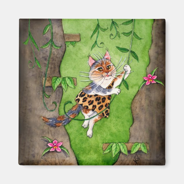 Aimant Cat Tarzan Jane se balançant dans les arbres (Devant)