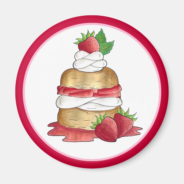 Aimant Câteau de pâtisserie aux fraises Dessert Fraises (Devant)