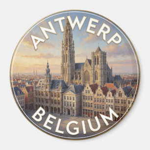 Aimant Cathédrale et place historique d'Anvers Belgique