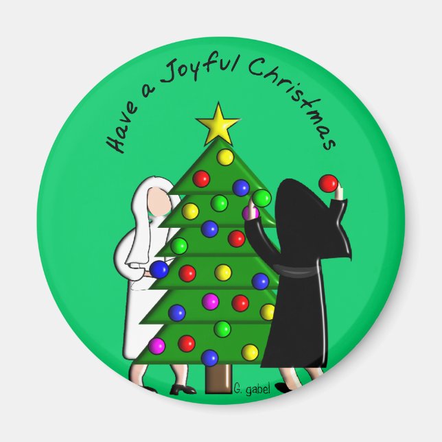 Aimant Catholique Nun Art Cartes et Cadeaux de Noël (Devant)