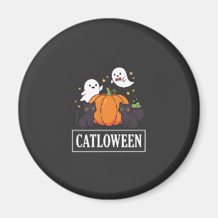Aimant Catloween Drôle Chat Halloween Fantôme Citrouille