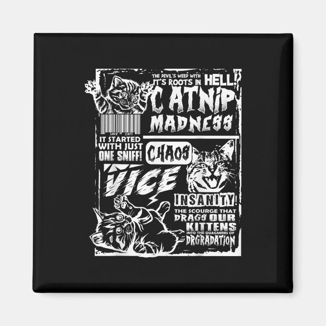 Aimant Catnip Madness Drôle Dons de chat pour Amoureux de (Devant)