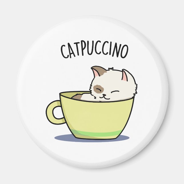 Aimant Catpuccino Funny Kitty Chat En Pun De Coupe (Devant)