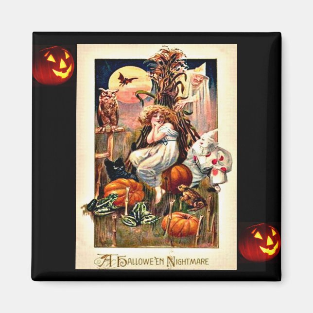 Aimant cauchemar d'Halloween vintage (Devant)