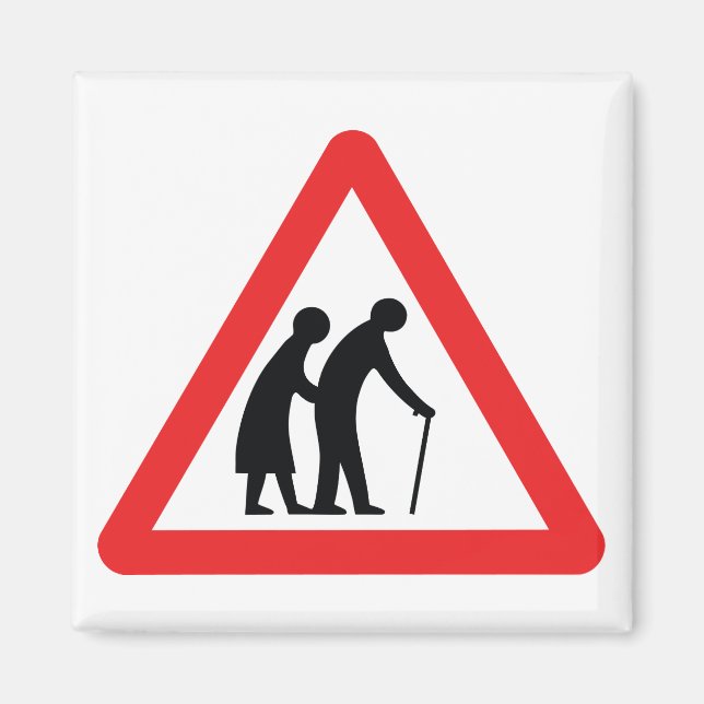 Aimant CAUTION Personnes ÂGÉES - VOYAGE UK (Devant)