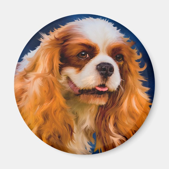 Aimant Cavalier King Charles Spaniel Chien Art - Chelsea (Devant)