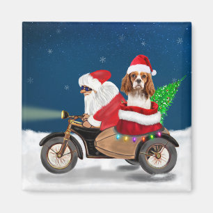 Aimant Cavalier King Chien Noël Père Noël