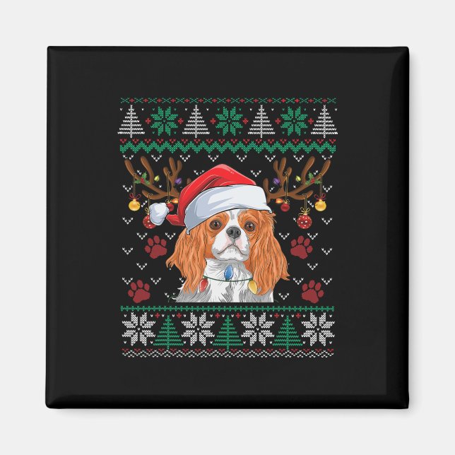 Aimant Cavalier Roi Charles Spaniel Père Noël Douille Lai (Devant)