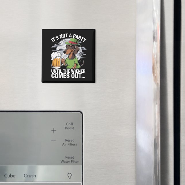 Aimant Ce n'est pas une fête jusqu'à Dachshund Irish Beer (In situ (réfrigérateur))