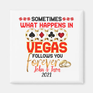 Aimant Ce qui se passe à Vegas Anniversaire couple marié