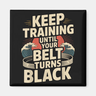 Aimant Ceinture noire de Jiu Jitsu Rétro Vintage Continue
