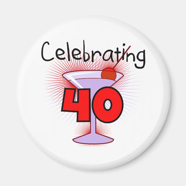 Aimant Célébration de 40 T-shirts et cadeaux (Devant)