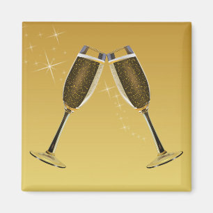 Aimant Célébration des Lunettes de Champagne sur l'or