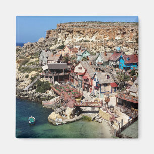 Aimant Célèbre village de Popeye aux maisons colorées,