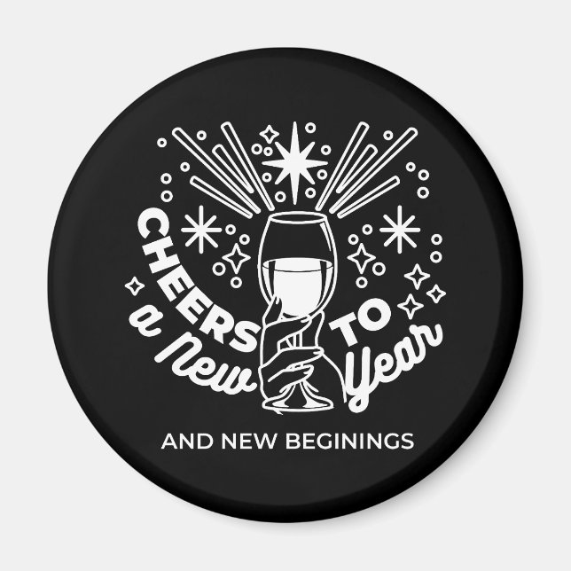 Aimant Célébrer les nouveaux débuts Vin Verre Illustratio (Devant)