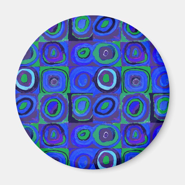 Aimant Cercle Carré Kandinsky Farbstudie Blue Quadrate (Devant)