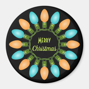 Aimant Cercle des lumières de Noël en orange et bleu