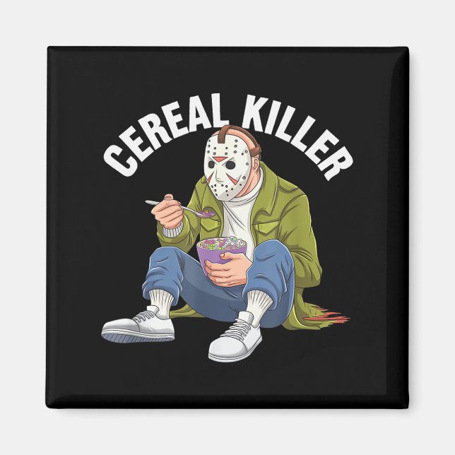 Aimant Cereal Killer Funny Halloween Horror Movie Masked  (Devant)