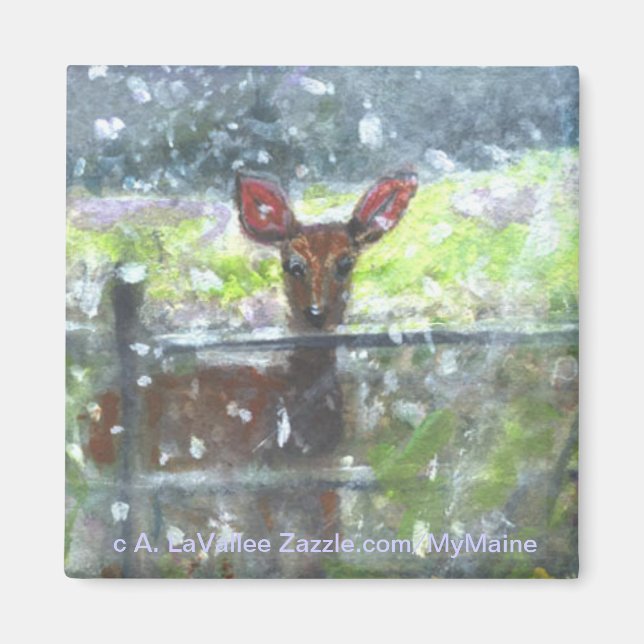 Aimant Cerf dans une tempête de neige (Devant)