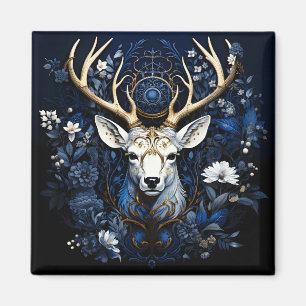 Aimant Cerf Floral Gothique Céleste de Minuit 