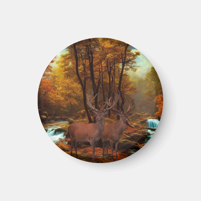 Aimant Cerfs Par Un Flux De Bois (Devant)