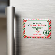 Certificat de Noël Liste des Enfants Sages de Sant