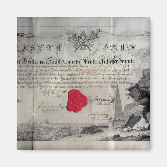 Aimant Certificat maçonnique, 1785 (Devant)