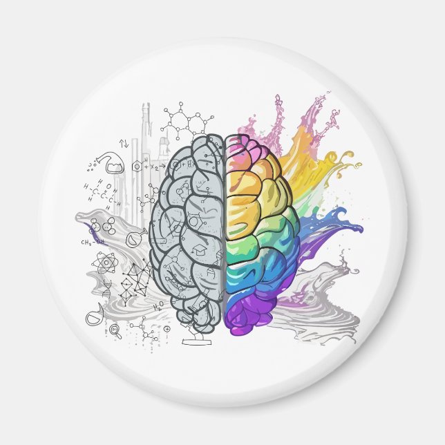 Aimant Cerveau gauche contre Cerveau droit Création (Devant)