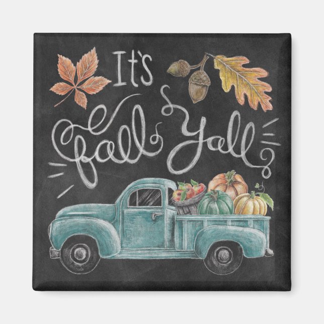 Aimant C'est Fall Y'all - Chalkboard Truck (Devant)