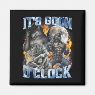 Aimant Cest Fou Horloge Drôle Mème Loup Alpha Loup-Garou