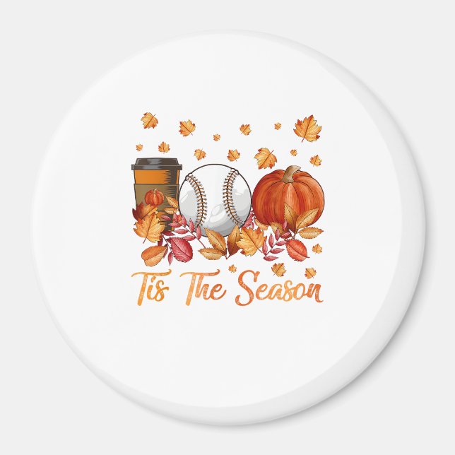 Aimant C'Est La Saison Citrouille De Baseball Automne Mer (Devant)