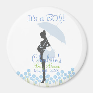 Aimant C'est un GARÇON ! Baby shower en silhouette bleue
