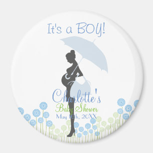 Aimant C'est un GARÇON ! Baby shower en silhouette bleue