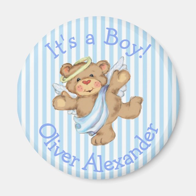 Aimant C'est un garçon Custom Teddy Bear Angel (Devant)