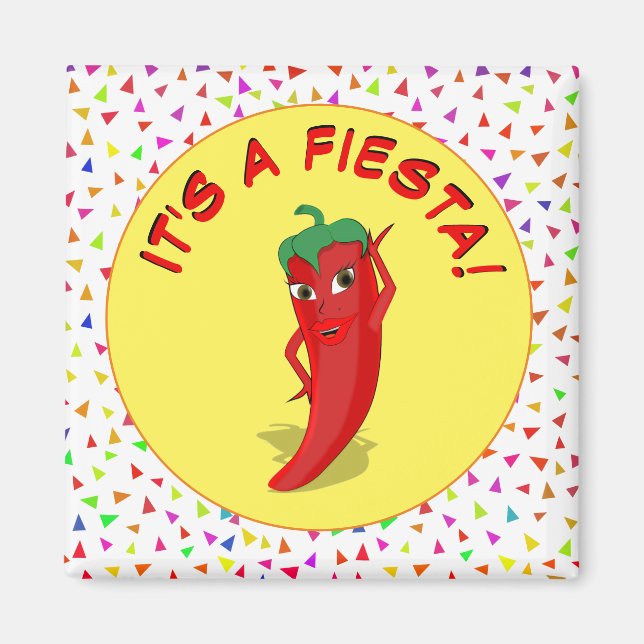Aimant C'est une fête avec Motif Confetti (Devant)