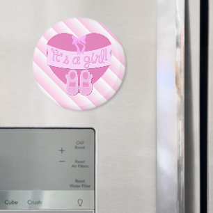 Aimant C'est une fille Pink Heart Bow Chaussures Baby Gir