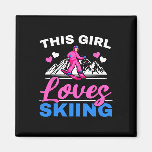 Aimant Cette fille adore le skieur de ski sport d'hiver n