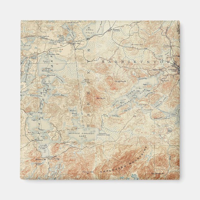 Aimant Chaîne du lac Saranac (lacs inférieur, moyen et su (Devant)