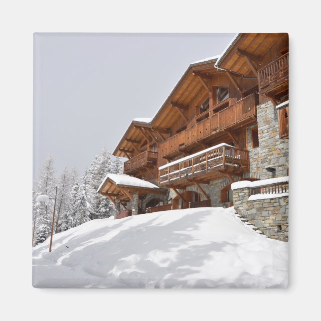 Aimant chalet de station de ski (Devant)