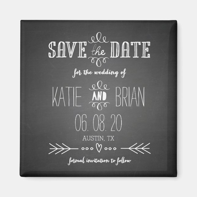 Aimant Chalkboard Rustic Enregistrer l'aimant de date (Devant)