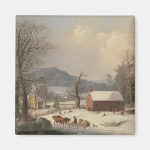 Aimant Chambre rouge d'école (scène de pays) 1858