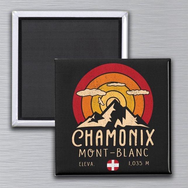 Aimant Chamonix France Retro Sunset Ski Souvenirs 80s (Créateur téléchargé)