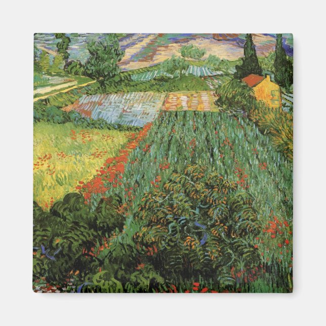 Aimant Champ avec des pavots par Vincent van Gogh (Devant)