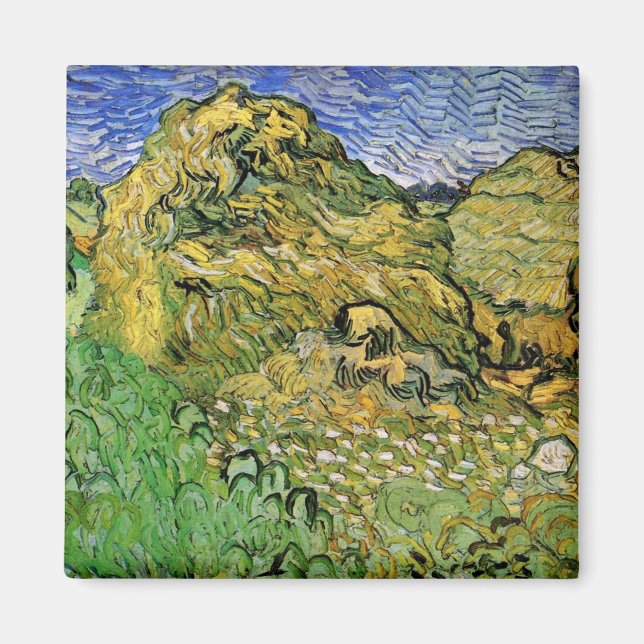 Aimant Champ avec piles de blé par Vincent van Gogh (Devant)